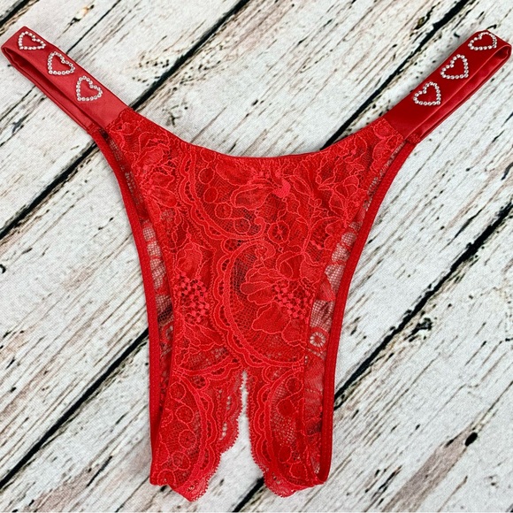 NWT XXL Victoria’s Secret Crotchless Heart Shine Strap Brazilian Panty VS Sexy - Picture 1 of 4